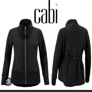 CAbi style 3378 Black and White Chalk Striped Sprint Jacket